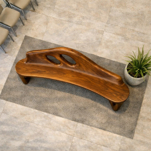 Banc de patio extérieur Luxali en bois massif naturel, artisanal, durable et écologique, taille personnalisée, sculpté, pour villa, hôtel, maison - Product Image 3