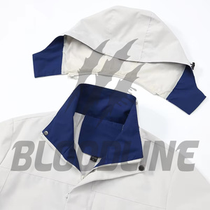 Chaqueta Impermeable para Hombre Bloodline, Manga Larga, para Exteriores, con Capucha, Blanca y Azul, para Todas las Estaciones - Product Image 4