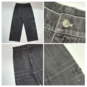 Baggy Loose Cotton Denim <b>Jeans</b> Pant With Pockets Straight Cargo Street Pants Zip Fashion Drawstring Casual <b>Jeans</b> <b>Men</b> Pant - Product Image 3