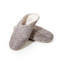 Chaussons Chauds en Feutre de Laine Faits Main et Écologiques avec Semelle en Cuir Souple Antidérapante Lumineuse, Chaussures d'Intérieur Ajustables pour Hommes et Femmes