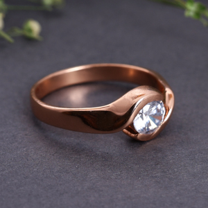 Nuevo Anillo Solitario Chapado en Oro Rosa con Circonita Cúbica Blanca para Mujer, Anillo de Compromiso Ajustable para Mujer, Estilo Minimalista, Venta al por Mayor - Product Image 3