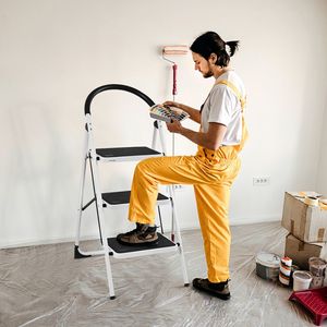 Industrial 3-<b>Step</b> Lightweight Folding <b>Stool</b> Heavy Duty Ladder - Product Image 1