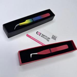 Pince à épiler professionnelle GETUP BROSONS IMPEX en acier inoxydable, courbée/à 90 degrés, avec pointe argentée lisse et revêtement en poudre - Product Image 5