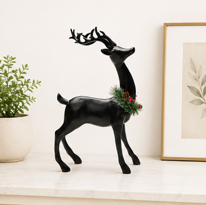 Unique Matte Black Resin Reindeer Sculpture Elegant <b>Christmas</b> Elk Figurine For Tabletop Home Decor Nordic Style Festive Reindeer - Product Image 4