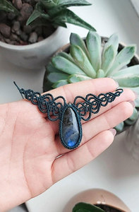 Collier en macramé fait main, design papillon tendance, pendentif perle, chaîne en bambou réglable, bijoux de guérison bouddhiste - Product Image 2