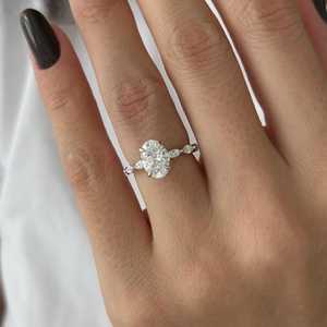 1.5 Carat Oval E VVS2 Diamond Marquise Band Engagement <b>Ring</b> , <b>Dainty</b> Oval Diamond Engagement <b>Ring</b> , IGI Certified - Product Image 6