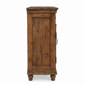 Custom Handcrafted Eco-Friendly Traditional Warm Brown Solid Mango Wood Floral Carved <b>Sideboard</b> Cabinet 3 Drawers 3 Doors Luxury - Product Image 5