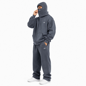 Ensemble de survêtement 2 pièces avec cagoule 450 GSM, sweat à capuche zippé intégral et pantalon de survêtement assorti, streetwear décontracté unisexe, fabricant de logos personnalisés - Product Image 2