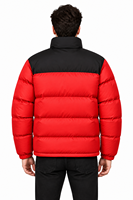 Veste matelassée rouge et noire personnalisée pour homme, veste d'hiver chaude à capuche, 100% haute qualité, mode outdoor, légère, isolée, avec fermeture éclair