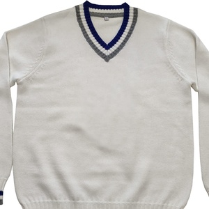 WIDE GREEK HOUSE Cardigan tricoté pour homme, bleu et blanc, à manches longues, boutons recouverts, motif uni, col en V, en Laine/Acrylique, pour l'hiver - Product Image 2
