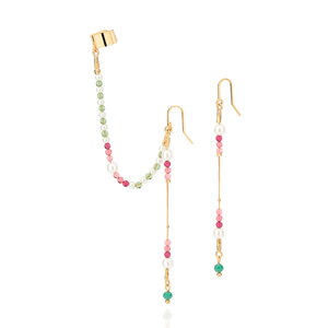 Pendientes de Aro Chapados en Oro Real con Borla de Perlas de Agua Dulce, Estilo Bohemia, Joyería para Uso Diario de Mujer - Product Image 1