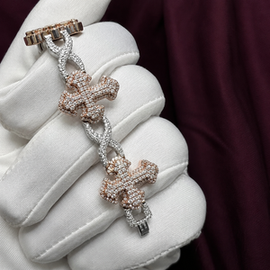 Collar de Lujo con Diamantes de Laboratorio Totalmente Engastados, Corte Cojín, Cruz Infinita, Dos Tonos, Moissanita, Estilo Hip Hop, Cadena Cubana, Joyería de Diseño, Regalo para Hombres y Mujeres - Product Image 1