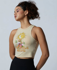 Camisetas sin mangas transpirables para yoga para mujer, Camiseta corta para correr con logotipo personalizado y opción de talla grande para ropa deportiva de gimnasio, venta al por mayor de fábrica - Product Image 1