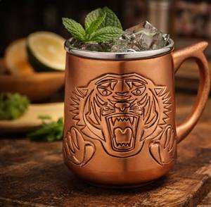 Mug en cuivre à double paroi de grande capacité, fabriqué à la main par Breden, pour cocktail Moscow Mule, avec poignée, vaisselle de bar de luxe haut de gamme - Product Image 3