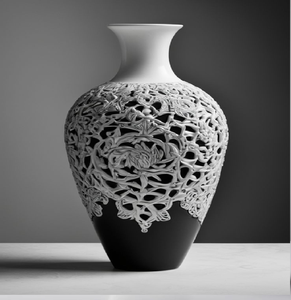 Vase noir élégant orné de délicates branches de cerisier rose. Disponible aux prix de gros. Décor artistique en céramique. - Product Image 4