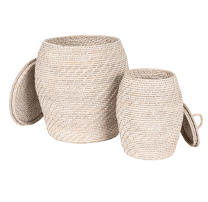 Panier de rangement en rotin naturel fait main avec poignées, grand panier à linge, organisateur pour la maison - Product Image 2