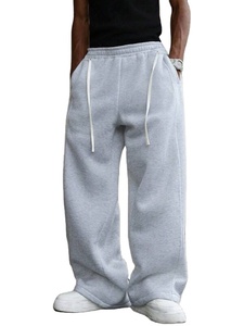 Light Grey men <b>Jogger</b> pants washed <b>Oversized</b> <b>Jogger</b> pants with Long Drawstring Wide Leg Elastic Waist Loose Fit Streetwear 2026 - Product Image 2
