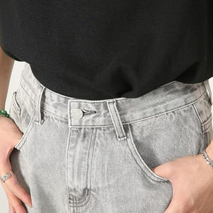 Pantalones Cortos de Mezclilla Casuales para Hombre, Estilo Moderno, Corte Recto, Verano, Hip Hop, Streetwear, Ecológicos, Transpirables, Lavado Claro, Ajuste Holgado - Product Image 5