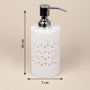 Ensemble de salle de bain en marbre blanc artisanal : distributeur de savon, porte-brosse à dents, gobelet, porte-savon, décoration de luxe pour la salle de bain - Product Image 5