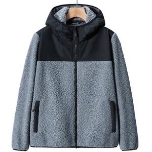 Vente en gros de vestes polaires Sherpa pour hommes et femmes en laine d'agneau à capuche pour l'automne et l'hiver à manches longues, vêtements de montagne chauds en patchwork pour couple - Product Image 4