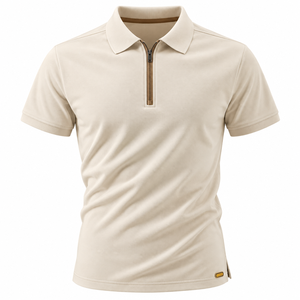 Polo de seda helada personalizado para hombre, manga corta, media cremallera, secado rápido, ropa casual de golf - Product Image 1