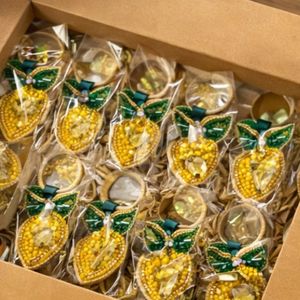 Rizir Fashion Handmade Durable Zinc Alloy Lemon Keychain Embroidered Beaded Trendy <b>Bag</b> <b>Charm</b> Women Cute Fruit Wedding - Product Image 4