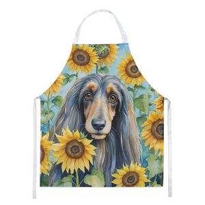Afghan Hound Sunflowers Unisex Adult Kitchen <b>Apron</b> Large Multicolor-for Cooking Baking <b>Gardening</b> and Crafts - Product Image 1