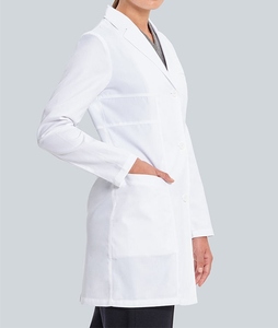 Blouse de laboratoire unisexe en coton et polyester blanc, manches longues, fermeture avant, poches, uniforme d'hôpital, tricoté, service OEM - Product Image 3