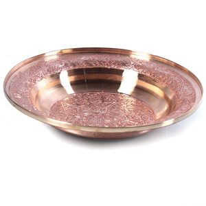 Assiette de prière Harivana en cuivre pur, artisanat indien traditionnel, sans danger pour les aliments, facile à nettoyer, idéale pour les festivals, taille M 24 cm - Product Image 2