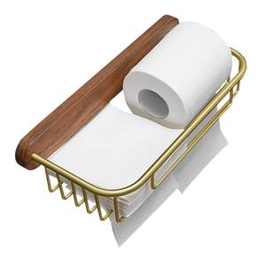 Support mural moderne en bois pour rouleau de papier toilette, design artisanal, étagère, best-seller - Product Image 6