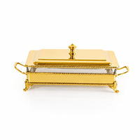 Plat à chafing rectangulaire de luxe en acier inoxydable avec couvercle, chauffe-plat élégant pour buffet, restauration et hôtels.