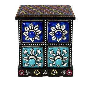Commode à tiroirs moderne en bois faite à la main et écologique avec organisateur de rangement pour épices de cuisine et mini-bijoux - Product Image 1