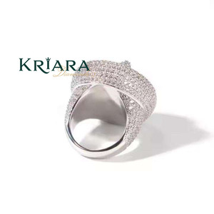 Anillo de cóctel de moissanita chapado en oro rosa de plata 925 para mujer, con engaste pavé y patrón de letras, joyería de lujo para boda - Product Image 4