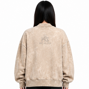 Sudadera Oversize de Felpa/Algodón con Lavado Ácido de Alta Calidad, Color Negro, Cuello Alto Premium, Hombros Caídos, Estilo Urbano de Invierno - Product Image 2