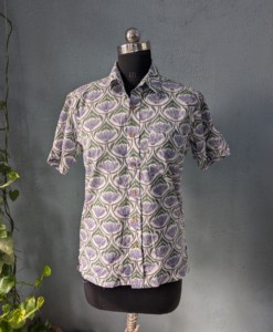 เสื้อเชิ้ตผู้ชายแขนสั้นพิมพ์ลายดอกไม้ผ้าฝ้ายลำลองคอปกสไตล์ฤดูร้อน - Product Image 4