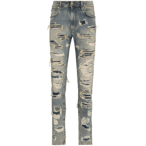 Pantalones Vaqueros de Hombre de Cintura Alta y Pierna Recta, Transpirables, de Algodón con Spandex, Corte Regular, Casuales, Moda Otoñal, con Logotipo Frontal Claro/Oscuro - Product Image 6