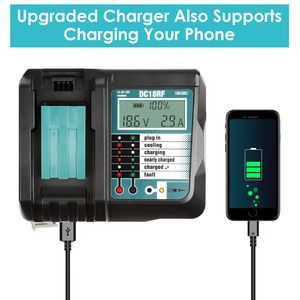 Chargeur rapide de remplacement pour batterie Makita 14.4-18V BL1860 BL1830 BL1850 avec écran LCD et port USB - Product Image 6