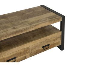 Mueble de TV Rústico de Madera Maciza Hecho a Mano, Mesa Consola con Almacenamiento, Mueble para Sala de Estar de Apartamento - Product Image 4