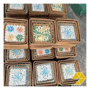 Bandeja Decorativa de Ratán con Patrones de Madreperla para Decoración de Mesa de Centro y Colecciones de Hogar de Boutique - Product Image 5