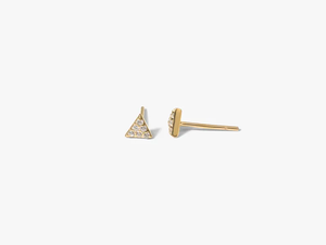 Boucles d'oreilles clous en or massif de luxe, triangle serti de diamants, délicates, minimalistes, géométriques, pour tous les jours, bijoux fins, cadeau d'anniversaire - Product Image 3