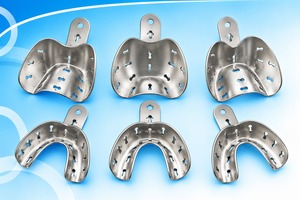 Juego de 6 bandejas de impresión perforadas para dentaduras postizas completas (S, M, L) superiores e inferiores, instrumento dental de acero inoxidable - Product Image 3