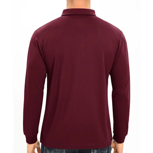 <b>Men</b> Long Sleeve Solid Color Knitted Polo <b>Shirt</b> Casual Regular Fit <b>Burgundy</b> Regular Fit Casual Streetwear Clothing - Product Image 2