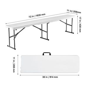 Panca da Campeggio Portatile da 1,8 m, Seduta Pieghevole in HDPE per Picnic e Feste all'Interno/Esterno - Product Image 1