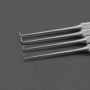 Ensemble de 4 crochets de micro-chirurgie laryngée ORL – Kit de sondes et couteaux pour cordes vocales en acier inoxydable – Instruments de microlaryngoscopie - Product Image 3