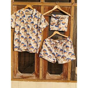 Conjunto de Pijama de Algodón Estampado: Ropa de Dormir de Verano para Mujer con Botones - Product Image 1