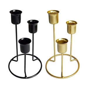 Modern 3 Arm <b>Black</b> Metal <b>Candelabra</b> Decorative Candle Holder for Home Dining Room Table - Product Image 5