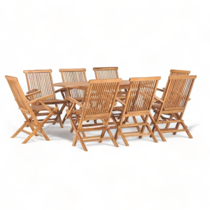 ชุดโต๊ะรับประทานอาหารไม้สักสำหรับสวน ชุดรับประทานอาหารกลางแจ้งคุณภาพสูงพร้อมโครงไม้สัก - Product Image 1