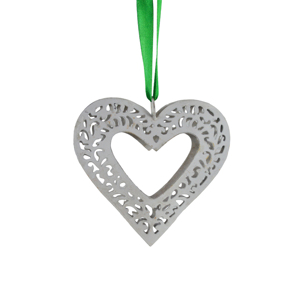 Adorno Navideño de Aluminio con Diseño Moderno de Corazón Blanco de Zikra Handicrafts, con Acabado Pintado Duradero - Product Image 1