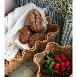 Natural Scalloped Rattan <b>Storage</b> Basket Eco-Friendly Wicker Tray For <b>Tabletop</b> Decor Premium Vietnam Rattan Organizer - Product Image 2