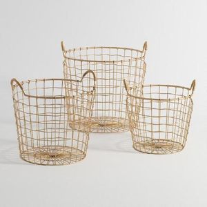 Grands paniers de rangement en fil métallique faits à la main, géométriques, empilables, avec poignée, multi-usages, pour l'organisation et l'arrangement - Product Image 4